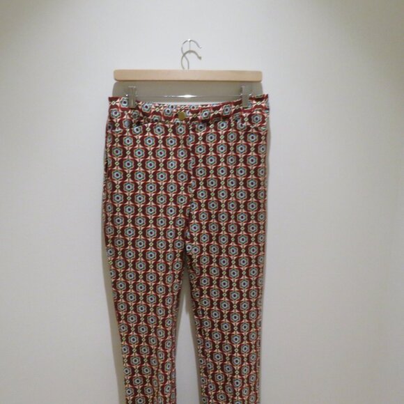 ANTHROPOLOGIE MAEVE Retro Floral Mid Rise Flare Stretch Ponte Pant Boho Size 8 - Picture 3 of 14